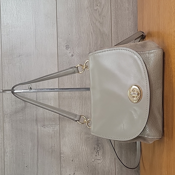 Coach Handbags - Coach F22348 Faye Carryall Gray Leather Suede Crossbody Shoulder Bag